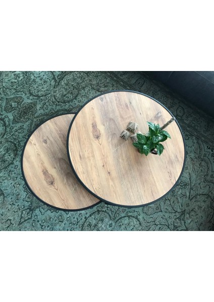 Antrasit Metal 2'li Orta Sehpa DNDR-005