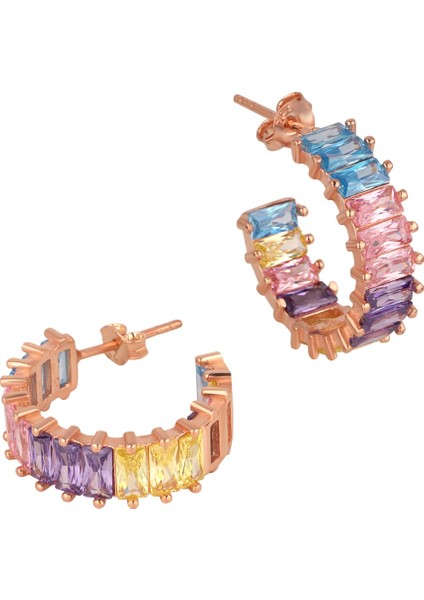 Baget Renkli Taşlı Gümüş Küpe fiyatları