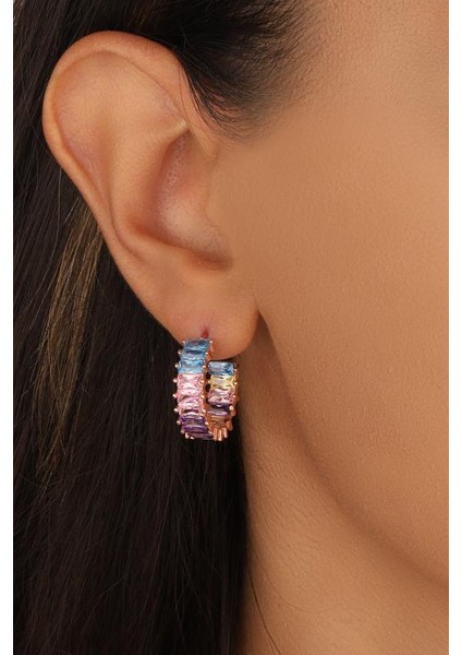 Baget Renkli Taşlı Gümüş Küpe fırsatları