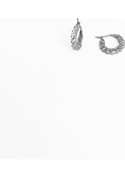 Büyük Beyaz Taşlı Halka Gümüş Küpe modelleri