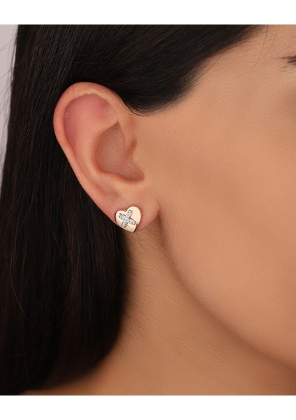 Çift Renkli Kalp Gümüş Küpe fırsatları