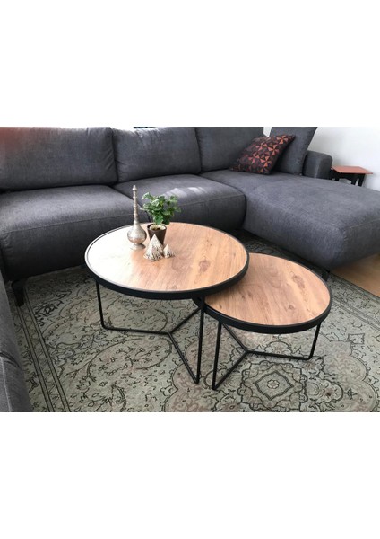 Antrasit Metal 2'li Orta Sehpa DNDR-005 fırsatları