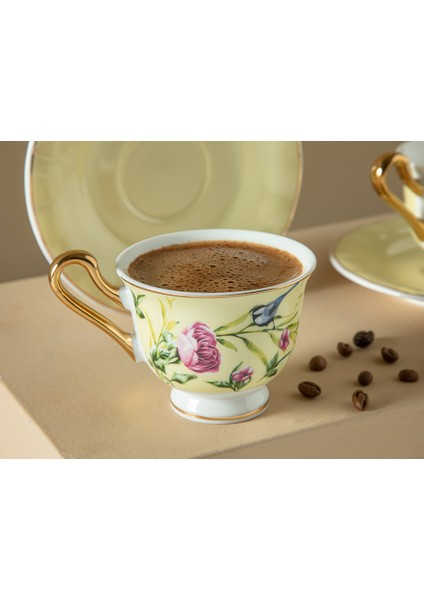 English Home Vanilla New Bone China 2'li Kahve Fincan Takımı 90 ml Açık Sarı