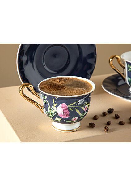 English Home Vanilla New Bone China 2'li Kahve Fincan Takımı 90 ml Lacivert