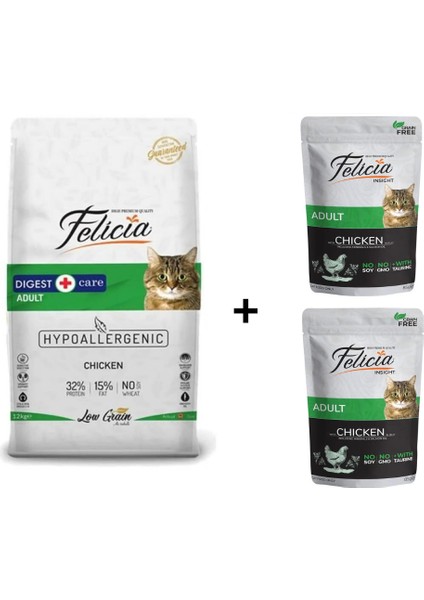 Tavuklu Yetişkin Kedi Maması 2 kg + 2 Adet Yaş Mama