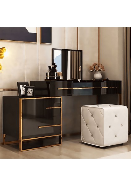 Cristina Siyah Gold Metal Makyaj Masası fırsatları
