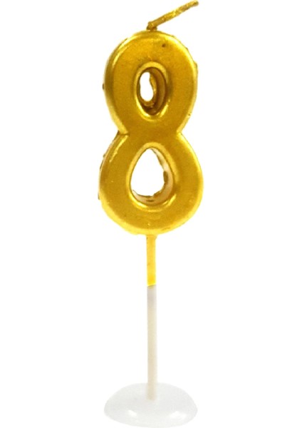 Küçük Boy 8 Rakam Gold Mum 8cm