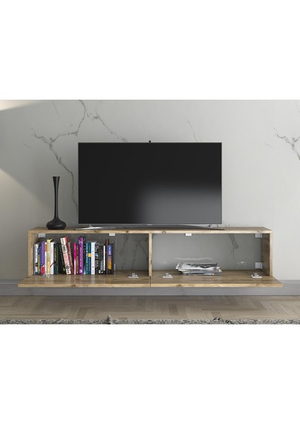 Wood'n Love Toprak 150 cm Duvara Monte Tv Ünitesi - Atlantik Çam / Siyah