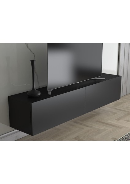 Wood'n Love Toprak 150 cm Duvara Monte Tv Ünitesi - Siyah / Siyah