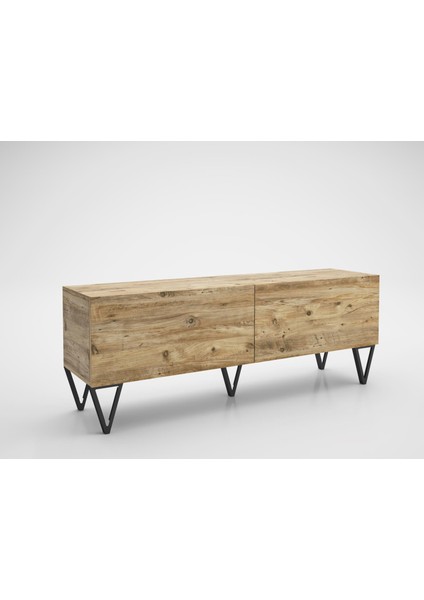 Wood'n Love Emir 150 cm Metal Ayaklı Tv Ünitesi - Atlantik Çam / Siyah