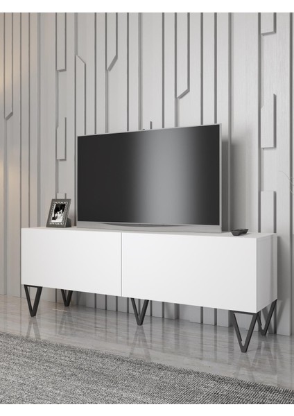 Emir 150 cm Metal Ayaklı Tv Ünitesi - Beyaz / Siyah