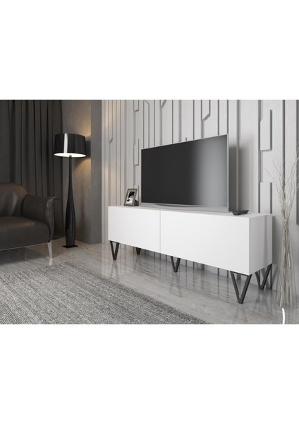 Emir 150 cm Metal Ayaklı Tv Ünitesi - Beyaz / Siyah modelleri