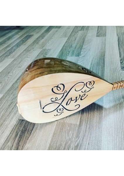 Bağlama 'love' Işlemeli Uzun Sap Tam Set Saz