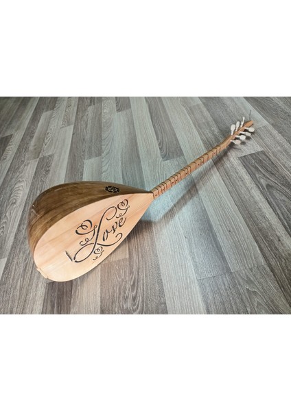 Bağlama 'love' Işlemeli Uzun Sap Tam Set Saz