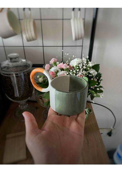 Retro Kahvesap El Yapımı Seramik Kupa Bardak