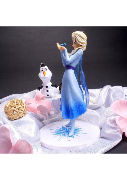 Disney Dondurulmuş Elsa Prenses 21CM Pvc Şekil Eylem Koleksiyon Model Süslemeleri Oyuncak Bebekler Çocuklar Için Yeni Yıl Hediye