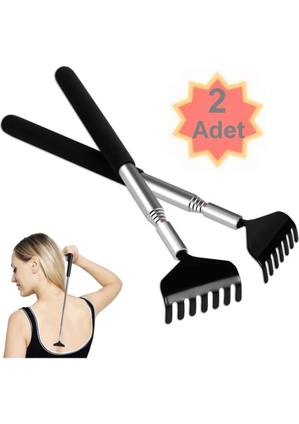2 Adet Teleskobik Sırt Kaşıyıcı Metal Kaşağı Kaşıma Aleti Uzayan Sırt Kaşıma Aparatı
