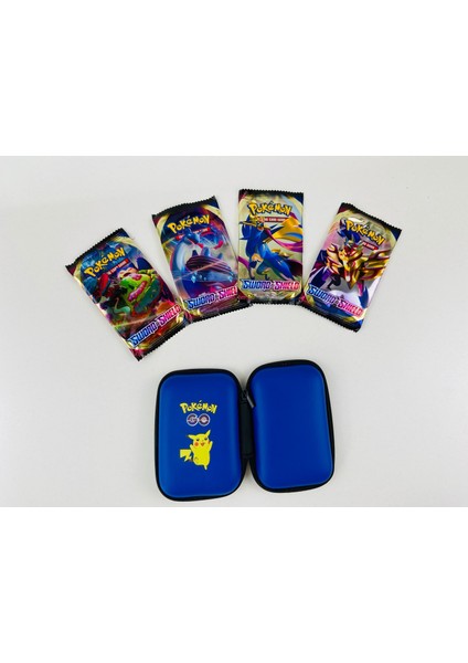 Pokemon Sword & Shield Blister Pack ve Pokemon Kart Koruma Çantası (4 Paket Bir Arada)