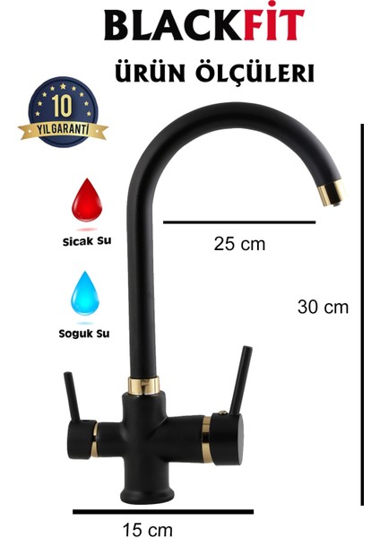 10 Yıl Garantili Baston Borulu Kuğu Arıtmalı Mutfak Eviye Bataryası Arıtma Musluğu