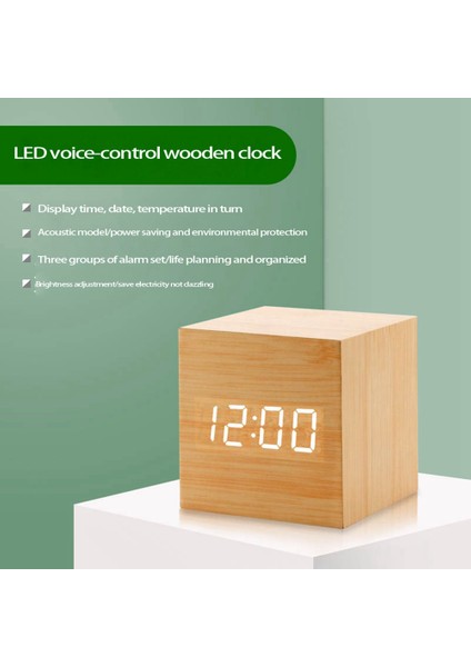 LED Çalar Saatler Sıcaklık Elektronik Saat Usb/aaa Powered Saatler Sesler Kontrol Masa Saati Beyaz (Yurt Dışından)