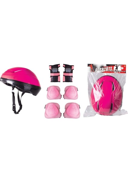 Furkan Toys Pembe Bisiklet Scooter Kask Dizlik Dirseklik Koruyucu Set
