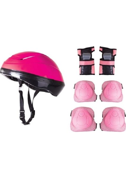 Furkan Toys Pembe Bisiklet Scooter Kask Dizlik Dirseklik Koruyucu Set