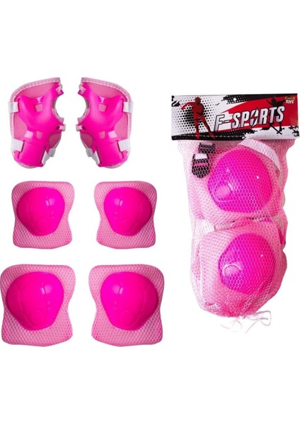 Furkan Toys Pembe Bisiklet Scooter Kask Dizlik Dirseklik Koruyucu Set