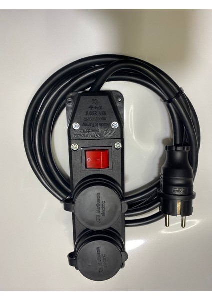 2'li Anahtarlı Priz 3x15 mm Uzatma 8 Mt