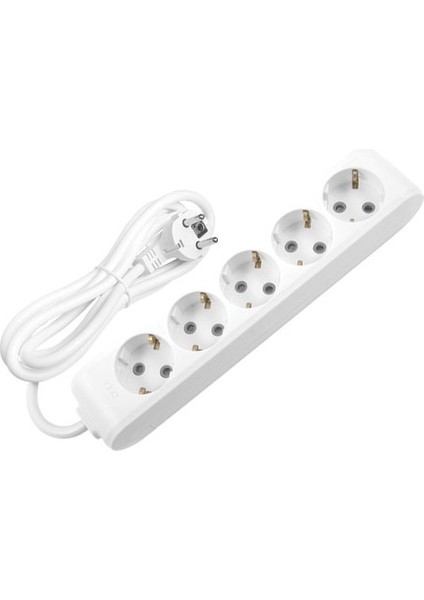 5'li Priz 3x1,5 mm Uzatma Beyaz 20 Mt