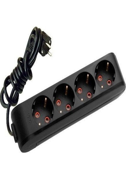 4'lü Priz 3x1,5 mm Uzatma Siyah 20 Mt