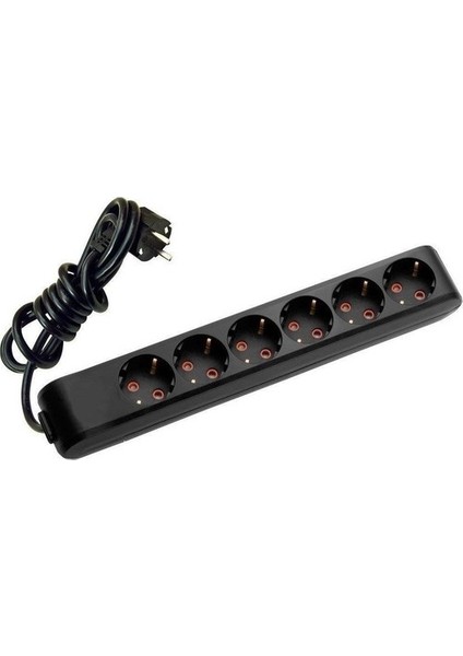 6'lı Priz 3x1,5 mm Uzatma Siyah 10 Mt