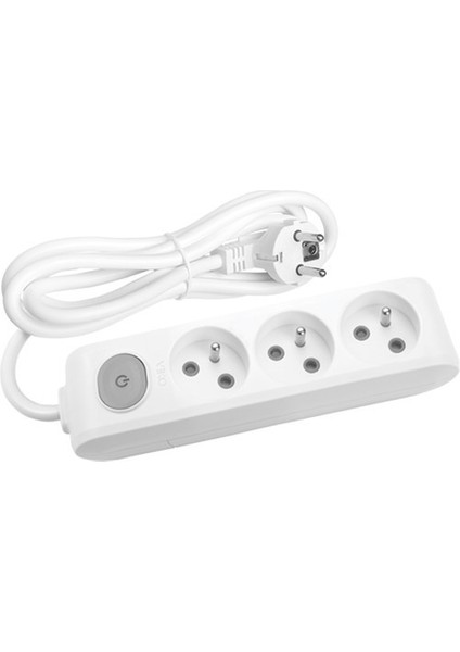 3'lü Anahtarlı Priz 3x1,5 mm Uzatma Beyaz 25 Mt