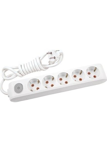 5'li Anahtarlı Priz 3x1,5 mm Uzatma Beyaz 20 Mt