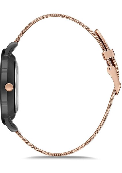 Kadın Rose Gold-Siyah Hasır Kordonlu Analog Kol Saati APL99B5219H02
