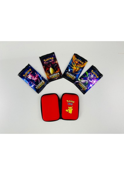 Pokemon Hıdden Fates Seri ve Pokemon Kart Koruma Çantası (4 Paket Bir Arada)