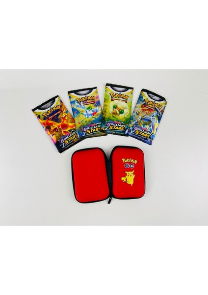 Pokemon Brıllıant Stars Seri ve Pokemon Kart Koruma Çantası (4 Paket Kart)