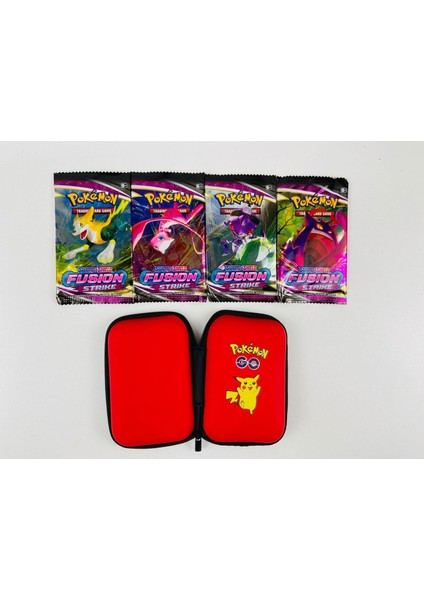 Pokemon Fussıon Strıke ve Pokemon Kart Koruma Çantası (4 Paket Bir Arada)