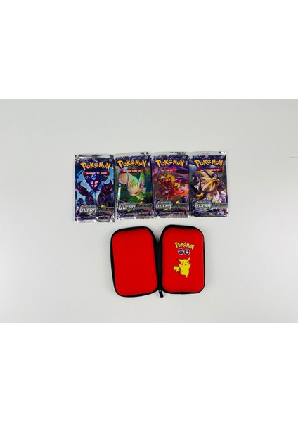 Ultra Prism Booster Pack Pokemon Kart ve Pokemon Kart Koruma Çantası (4 Paket Bir Arada)