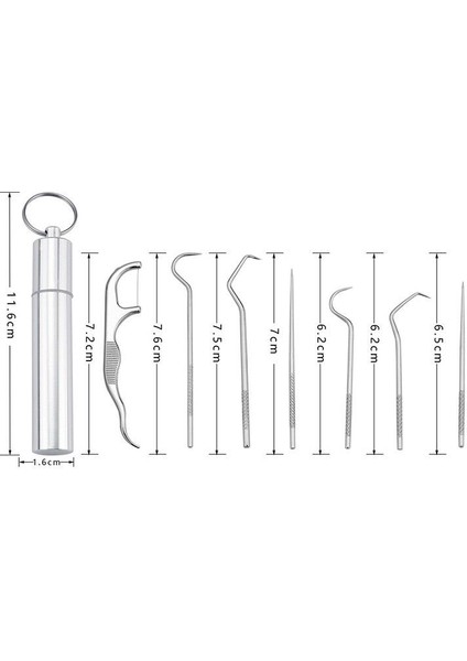 7 Parça Paslanmaz Çelik Mini Diş Tartar Sökücü Diş Temizleme Kiti Tartar Kireç Temizleyici Seti
