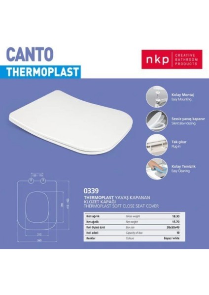 Canto Thermoplast Yavaş Kapanan Klozet Kapağı NKP0339