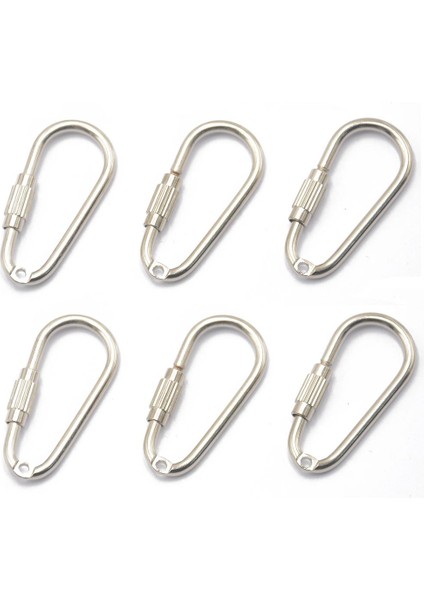 6pcs Çelik Vida Kilitleme Karabiner Anahtar Toka D Şekil Yürüyüş Tırmanma (Yurt Dışından)