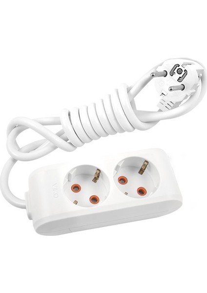 2'li Priz 3x1,5 mm Uzatma Beyaz 6 Mt