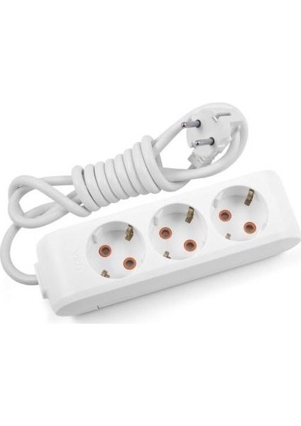 3'lü Priz 3x1,5 mm Uzatma Beyaz 25 Mt