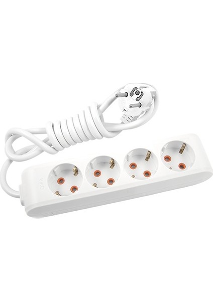 4'lü Priz 3x1,5 mm Uzatma Beyaz 6 Mt