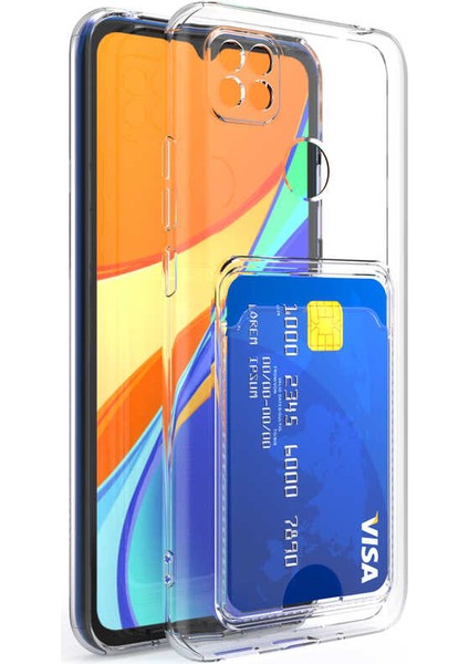 Kip GSM Xiaomi Redmi 9c Kılıf Hibrit Slim Fit Sararma Önleyici Şeffaf Kartlıklı Kılıf