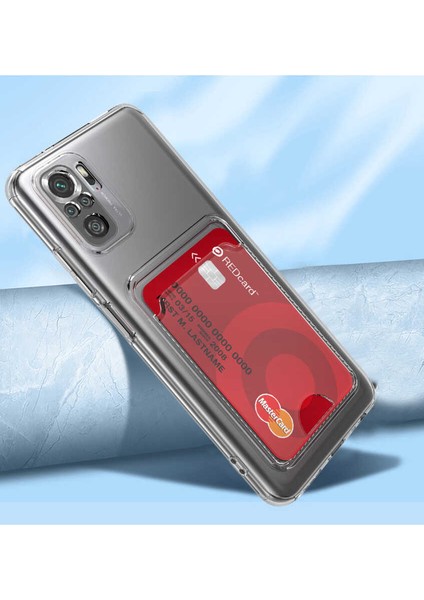 Xiaomi Redmi Note 10 Kılıf Hibrit Slim Fit Sararma Önleyici Şeffaf Kartlıklı Kılıf