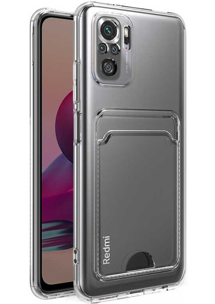 Xiaomi Redmi Note 10 Kılıf Hibrit Slim Fit Sararma Önleyici Şeffaf Kartlıklı Kılıf