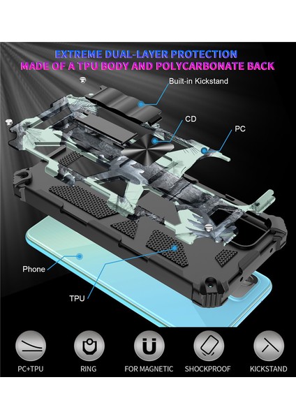 Samsung Galaxy A32 4G Kamuflaj Zırh Ağır Korumak Cep Telefonu Kılıfları (Yurt Dışından)