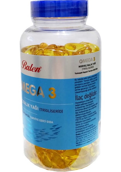 Omega 3 Norveç Balık Yağı Içeren 200 Kapsül (1380 Mg - Trigliserid Form)