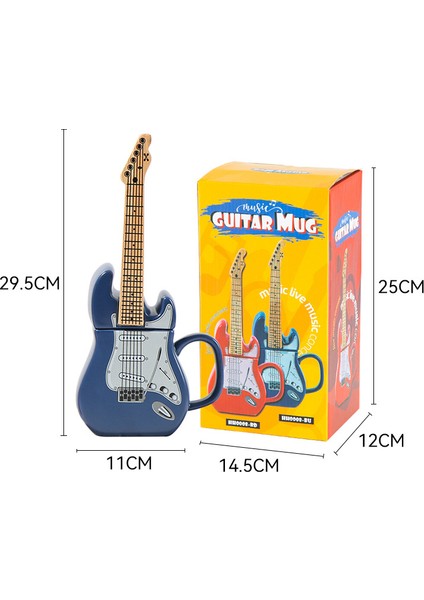 Yaratıcı Gitar Fincan Özel Şekilli 3D Seramik Kupa 450 ml (Yurt Dışından)